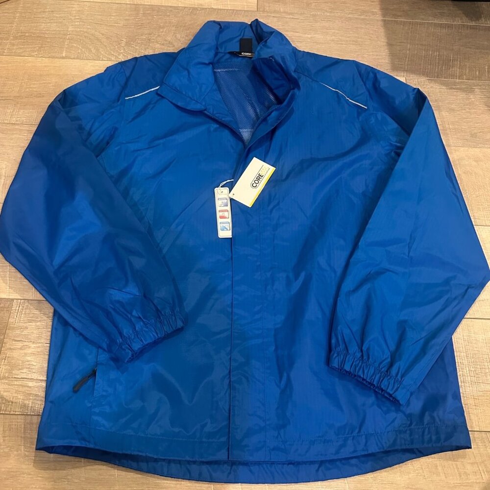 CORE 365 MENS ROYAL BLUE HOODED RAIN JACKET COAT NEW